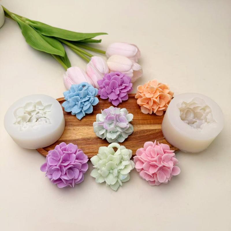 Kitchen Gadgets Baking - ● แม่พิมพ์ซิลิโคนรูปดอกไฮเดรนเยีย สำหรับทำเทียนหอม DIY แม่พิมพ์เรซิ่น แม่พิมพ์ดินเหนียว