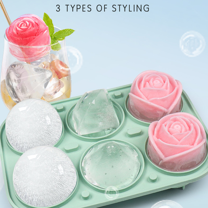 Kitchen Gadgets Baking - 3D Rose เพชรรอบ Ice Cube แม่พิมพ์