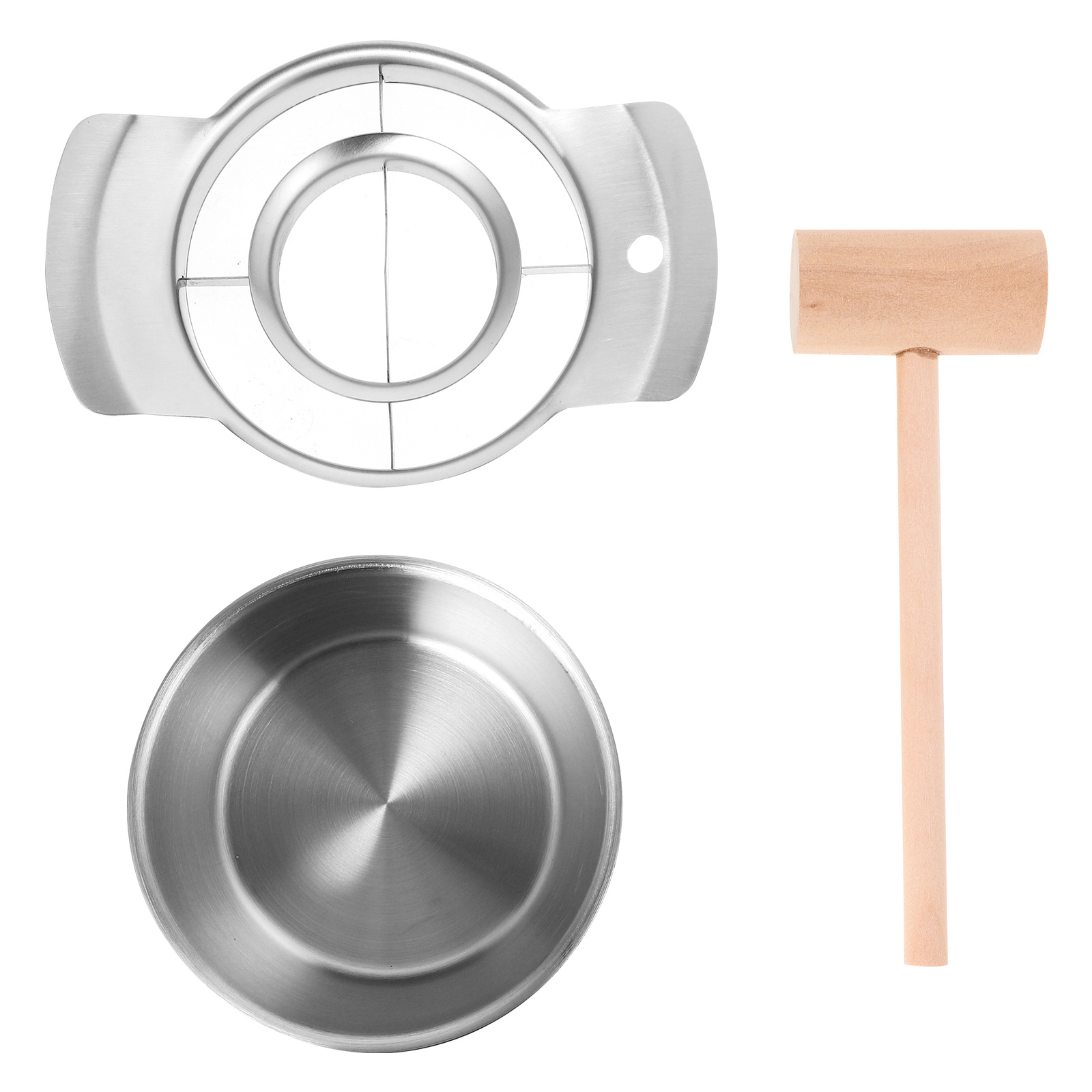Kitchen Gadgets Usa - ชุดเครื่องมือแยกเมล็ดทับทิมสแตนเลส 1 ชุด พร้อมค้อนไม้ ที่ปอกผลไม้ อุปกรณ์ครัว