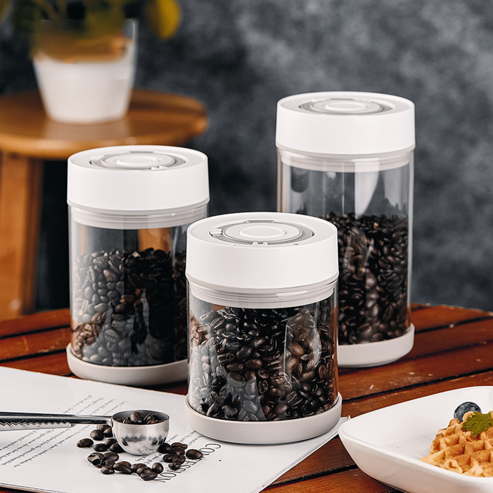 Kitchen Gadgets Organizer - โถแก้วเก็บเมล็ดกาแฟแบบกันความชื้นในครัว โถสูญญากาศอัตโนมัติอัจฉริยะ โถปิดผนึกอาหาร ผลไม้ ธัญพืช ชา