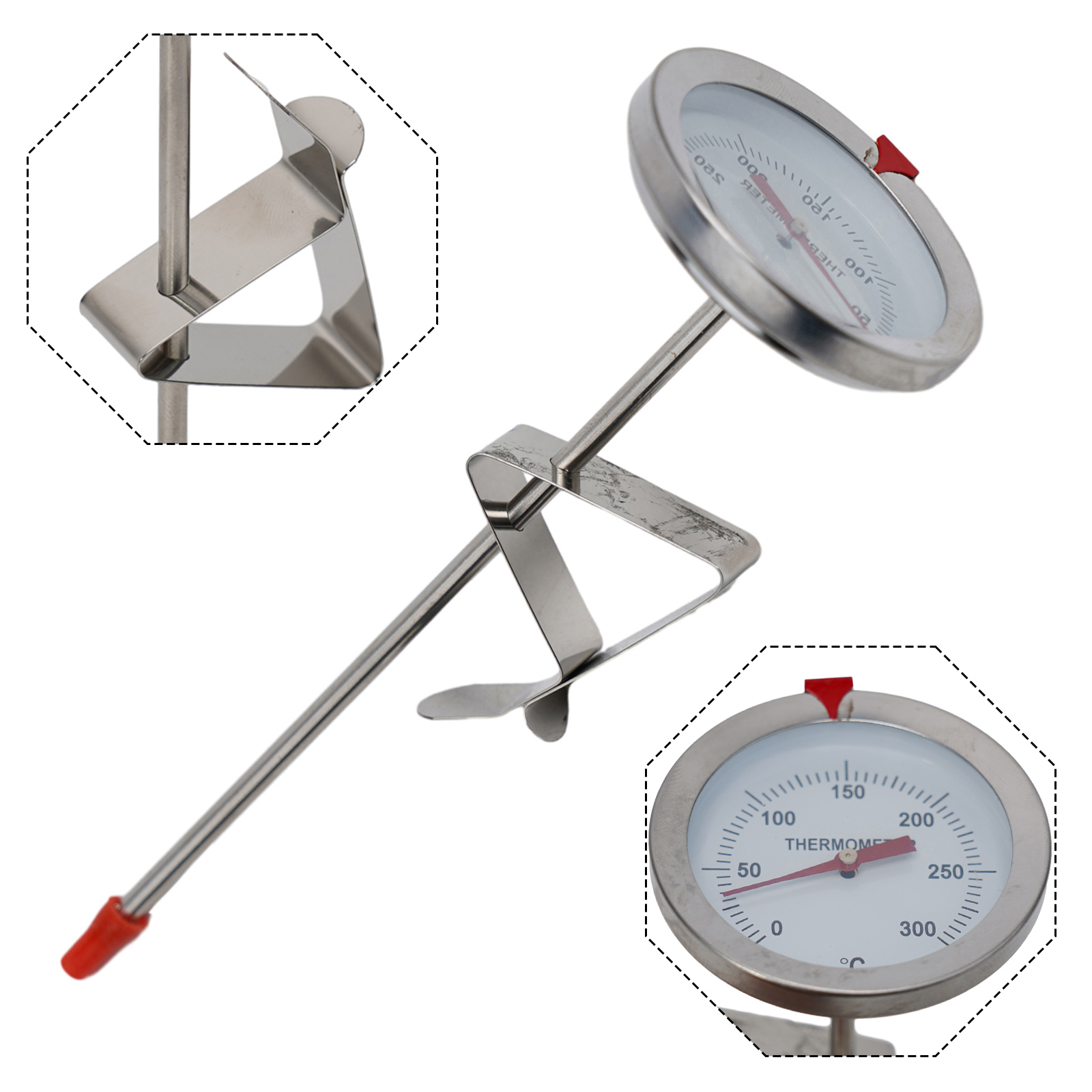 Kitchen Home Gadgets - เทอร์โมมิเตอร์วัดอุณหภูมิอาหารแบบสแตนเลส อุปกรณ์ครัว วัดอุณหภูมิการปรุงอาหาร 0~300 ℃ นม