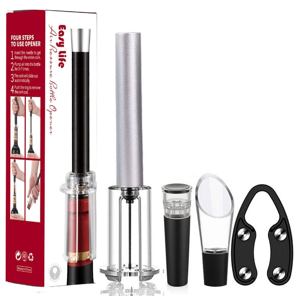 Kitchen Home Gadgets - ชุดอุปกรณ์เสริมบาร์ ที่เปิดขวดไวน์ ทำจากอลูมิเนียมอัลลอยด์และ ABS พร้อมที่ดูดฝุ่น ที่เปิดขวดไวน์แบบสุญญากาศ