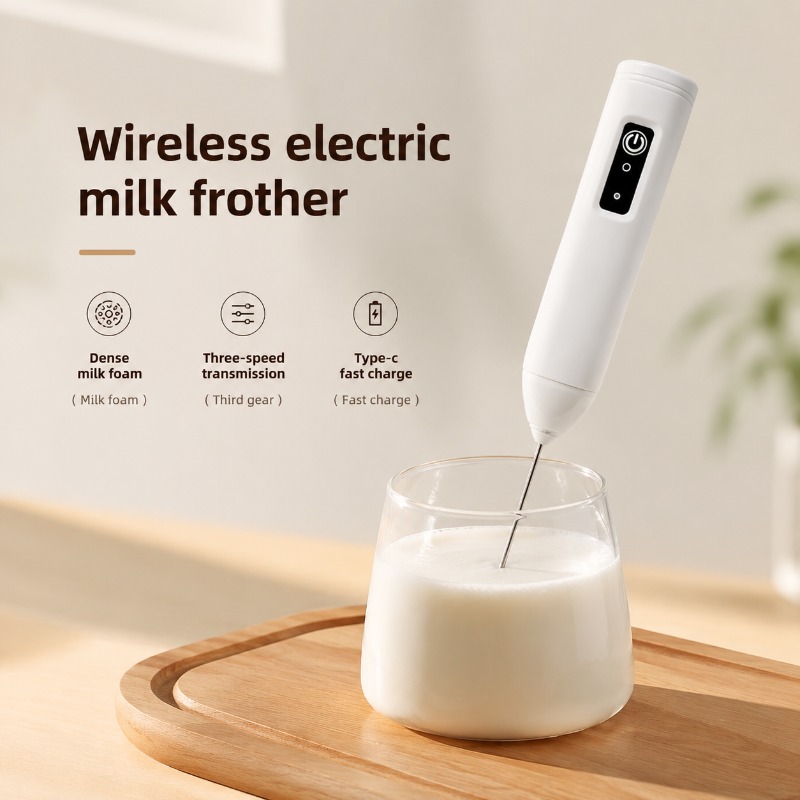 Kitchen Gadgets And Appliances - เครื่องตีฟองนมไฟฟ้า + เครื่องตีไข่ ไร้สาย ชาร์จแบบ Type-C
