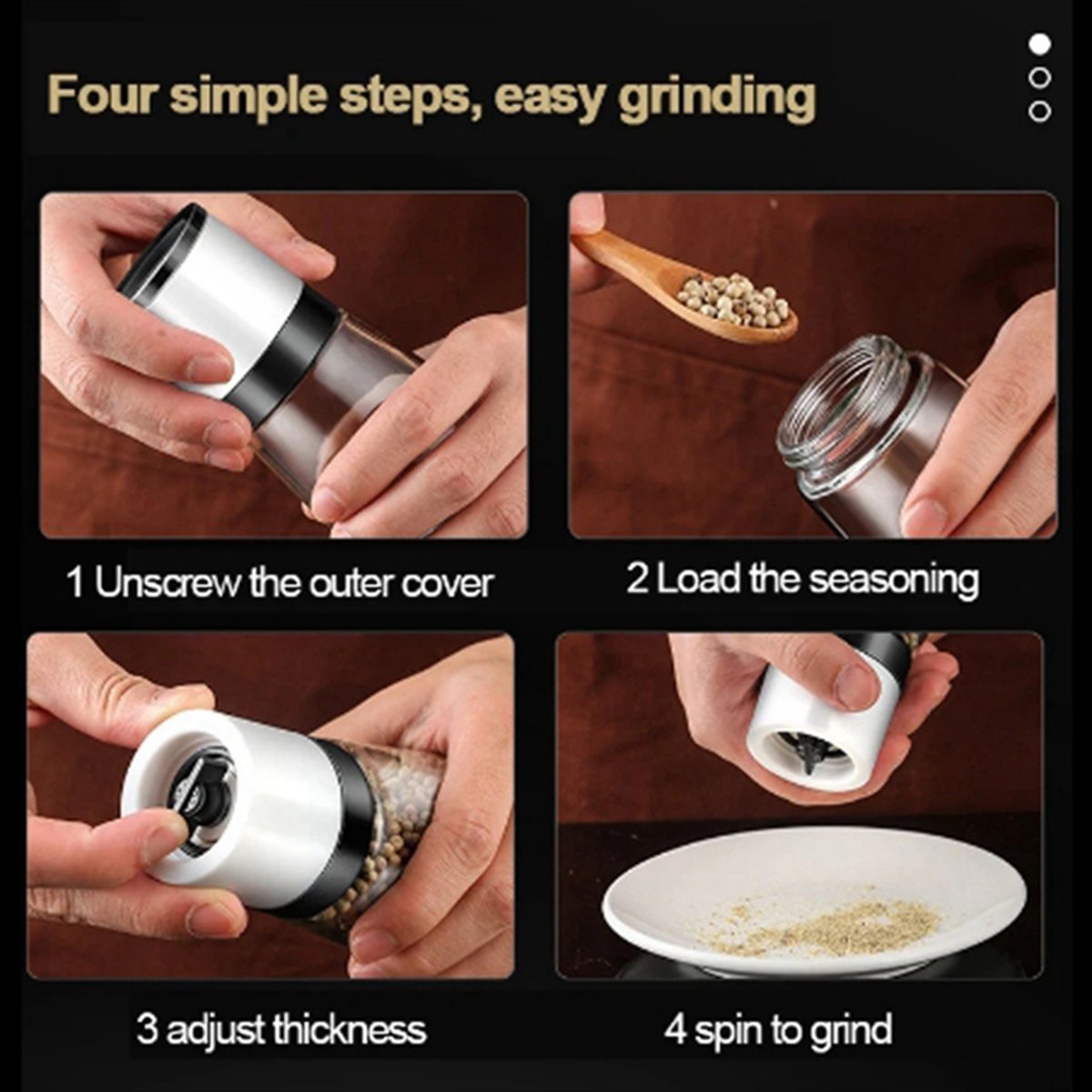 เครื่องบดเกลือพริกไทยแบบมือหมุ - Kitchen Gadgets Usa บทวิจารณ์และราคา