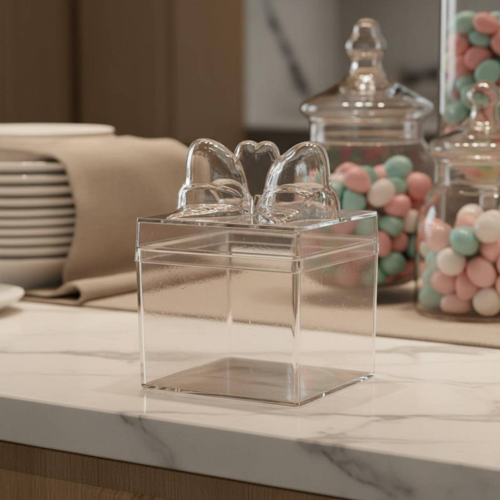 กล่องขนมพลาสติกใสพร้อมริบบิ้น  - Food Storage Containers บทวิจารณ์และราคา